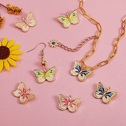 8Pcs 4 Colors Brass Enamel Pendants&nbsp;KK-SZ0004-08