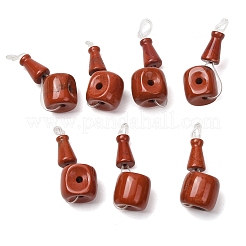 Gourd 3-Hole Natural Red Jasper Guru Beads&nbsp;G-F223-05-12mm