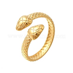 304 Stainless Steel Double Snake Open Cuff Rings&nbsp;RJEW-M072-07G