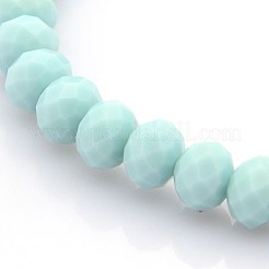 Faceted Opaque Solid Color Crystal Glass Rondelle Beads Stretch Bracelets&nbsp;BJEW-F072-M