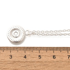 304 Stainless Steel Flat Round Coin Pendant Cable Chain Necklaces for Women&nbsp;STAS-Z108-02S-01