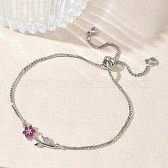 Adjustable Brass Micro Pave Clear Cubic Zirconia Box Chain Slider Bracelets&nbsp;BJEW-C156-09P-04