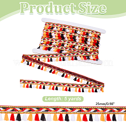 5 Yards Rainbow Color Polyester Fringe Ribbon&nbsp;SRIB-WR0001-16