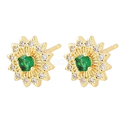 Brass Micro Pave Cubic Zirconia Stud Earrings for Women&nbsp;KK-A305-04G-03