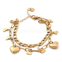 304 Stainless Steel Multi-Strand Charm Bracelets&nbsp;BJEW-C089-02G
