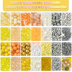 DIY Alloy Enamel & Glass & ABS Plastic Imitation Pearl Bracelets Jewelry Making Kits&nbsp;DIY-FS0007-52
