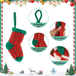 4Pcs 4 Styles Christmas Polyester Socks Pendant Decorations&nbsp;AJEW-TA0003-29B