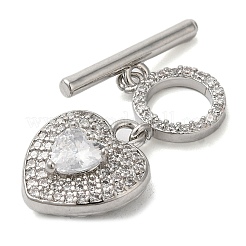 Brass Micro Pave Clear Cubic Zirconia Toggle Clasps&nbsp;KK-N254-82P