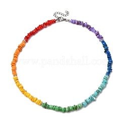 Dyed Natural Freshwater Shell Nuggets Beaded Chakra Necklaces&nbsp;NJEW-JN05486