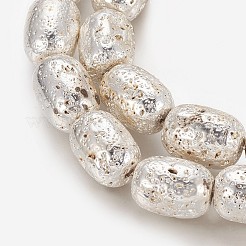 Electroplated Natural Lava Rock Beads Strands&nbsp;G-P400-12S