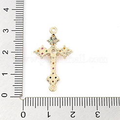 Brass Pave Colorful Glass Connector Charms&nbsp;KK-Q811-04KCG
