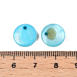 Natural Freshwater Shell Dyed Flat Round Charms&nbsp;SHEL-N036-10