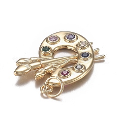 Brass Micro Colorful Cubic Zirconia Pendants&nbsp;ZIRC-F120-051G
