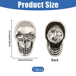12Pcs Skull Alloy Lapel Pin Backs for Men's Suit&nbsp;JEWB-PH0001-91