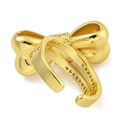 Rack Plating Brass Micro Pave Cubic Zirconia Cuff Rings for Women&nbsp;RJEW-I107-13G-02