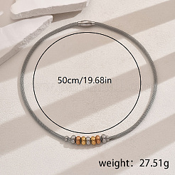 Stainless Steel Rondelle Beaded Pendant Necklaces&nbsp;EE6114