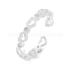 Hollow Heart S925 Sterling Silver Micro Pave Cubic Zirconia Open Cuff Rings for Women&nbsp;RJEW-R013-01S