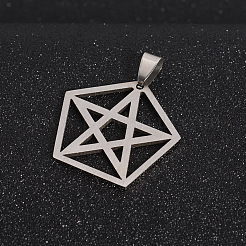 Non-Tarnish Boy Jewelry Original Color 304 Stainless Steel Pentagon with Pentagram Pendants&nbsp;X-STAS-I032-209