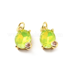 Oval Brass Micro Pave Cubic Zirconia Pendants&nbsp;KK-L237-020G