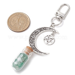 7Pcs 7 Styles Chakra Natural & Synthetic Gemstone Chip Beads inside Glass Wishing Bottle Pendant Decorations&nbsp;HJEW-JM02343