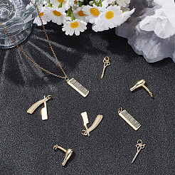 8Pcs 4 Styles Hairdressing Brass Pendants&nbsp;KK-UN0006-11