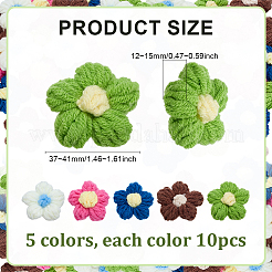 50Pcs 5 Colors Handmade Cotton Knitting Ornament Accessories&nbsp;DIY-ME0001-44A