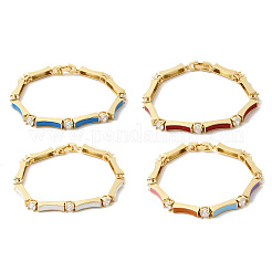 Brass Micro Pave Clear Cubic Zirconia Link Chain Bracelets for Women&nbsp;BJEW-H639-04G
