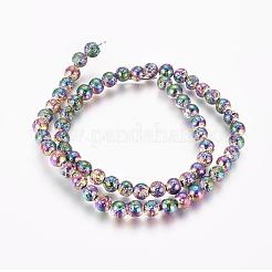 Electroplated Natural Lava Rock Beads Strands&nbsp;G-G826-06-4mm