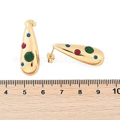 304 Stainless Steel Glass Stud Earrings&nbsp;EJEW-M070-17G-02
