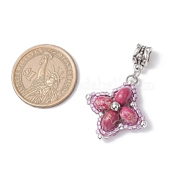 Dyed Synthetic Imperial Jasper & Glass Seed Beaded Star European Dangle Charms&nbsp;PALLOY-MZ00693-02