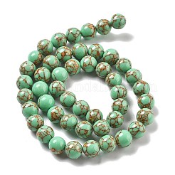 Synthetic Gold Line Turquoise Beads Strands&nbsp;G-A255-A03-01B