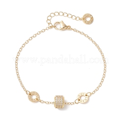 Brass Cubic Zirconia Beads Link Braceletsm Cable Chains Bracelets for Women&nbsp;BJEW-JB13051