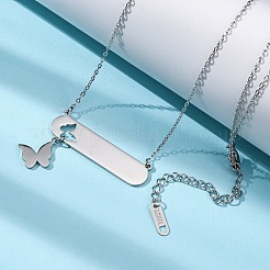 304 Stainless Steel Butterfly Pendant Cable Chain Necklaces for Women&nbsp;NJEW-P320-01B-P