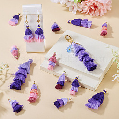14Pcs 7 Styles Polycotton(Polyester Cotton) Tassel Pendant Decorations&nbsp;FIND-TA0009-24