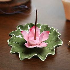 Lotus Leaf & Lotus Flower Porcelain Incense Burners&nbsp;DJEW-CN0001-38B