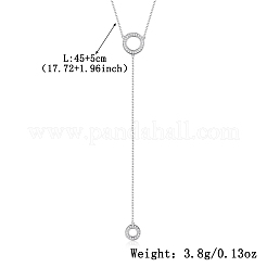 Sterling Silver Zircon Geometric Double Ring Pendant Necklace for Women&nbsp;RH8508-1