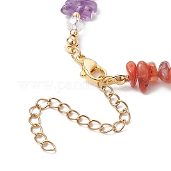 Chakra Natural Rose Quartz & Amethyst & Apatite & Aquamarine & Green Aventurine & Tiger Eye & Carnelian Chip Beaded Bracelets for Women&nbsp;BJEW-JB11740-02