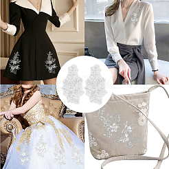 Flower Gauze & Sequin Embroidery Ornament Accessories&nbsp;DIY-WH0430-464B