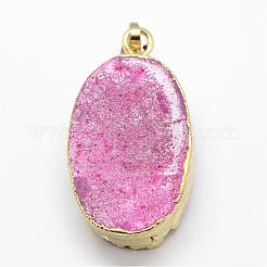 Electroplated Natural & Dyed Druzy Agate Pendants&nbsp;G-N0167-020