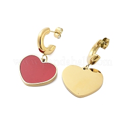 Ion Plating(IP) 304 Stainless Steel Heart Stud Earrings&nbsp;EJEW-A114-11G-02