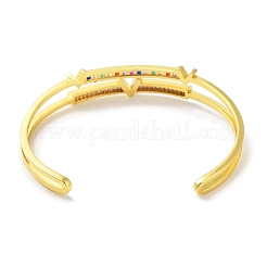 Brass Micro Pave Clear Cubic Zirconia Cuff Bangles&nbsp;BJEW-Z061-23A