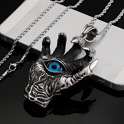 Alloy Resin Gothic Blue Evil Hand Pendant Necklaces for Men&nbsp;WGF6B22-01
