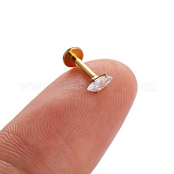 316L Stainless Steel Clear Cubic Zirconia Threadless Labret Stud&nbsp;WGB6B2D-04