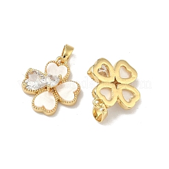 Brass Micro Pave Clear Cubic Zirconia Pendants&nbsp;KK-H265-09G