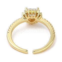 Rack Plating Brass Micro Pave Cubic Zirconia Cuff Finger Rings for Women&nbsp;RJEW-C114-21G-G