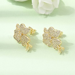 Brass Micro Pave Cubic Zirconia Stud Earrings for Women&nbsp;EJEW-F422-02G