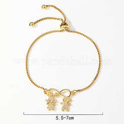 Brass Micro Pave Cubic Zirconia Box Chain Slider Bracelets&nbsp;GJ5642