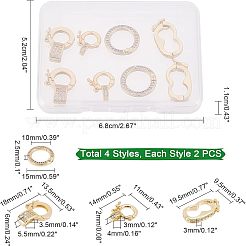 8Pcs 4 Style Brass Micro Pave Clear Cubic Zirconia Twister Clasps&nbsp;ZIRC-CA0001-09