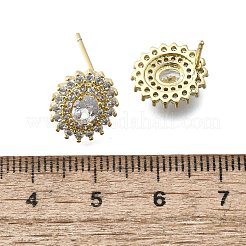 Brass Micro Pave Clear Cubic Zirconia Stud Earrings for Women&nbsp;EJEW-F363-03G