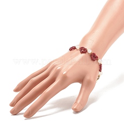 Glass Seed & Natural Agate Beaded Bracelet with Brass Magnetic Clasp&nbsp;BJEW-JB07803